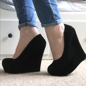 Suede wedge platform heels